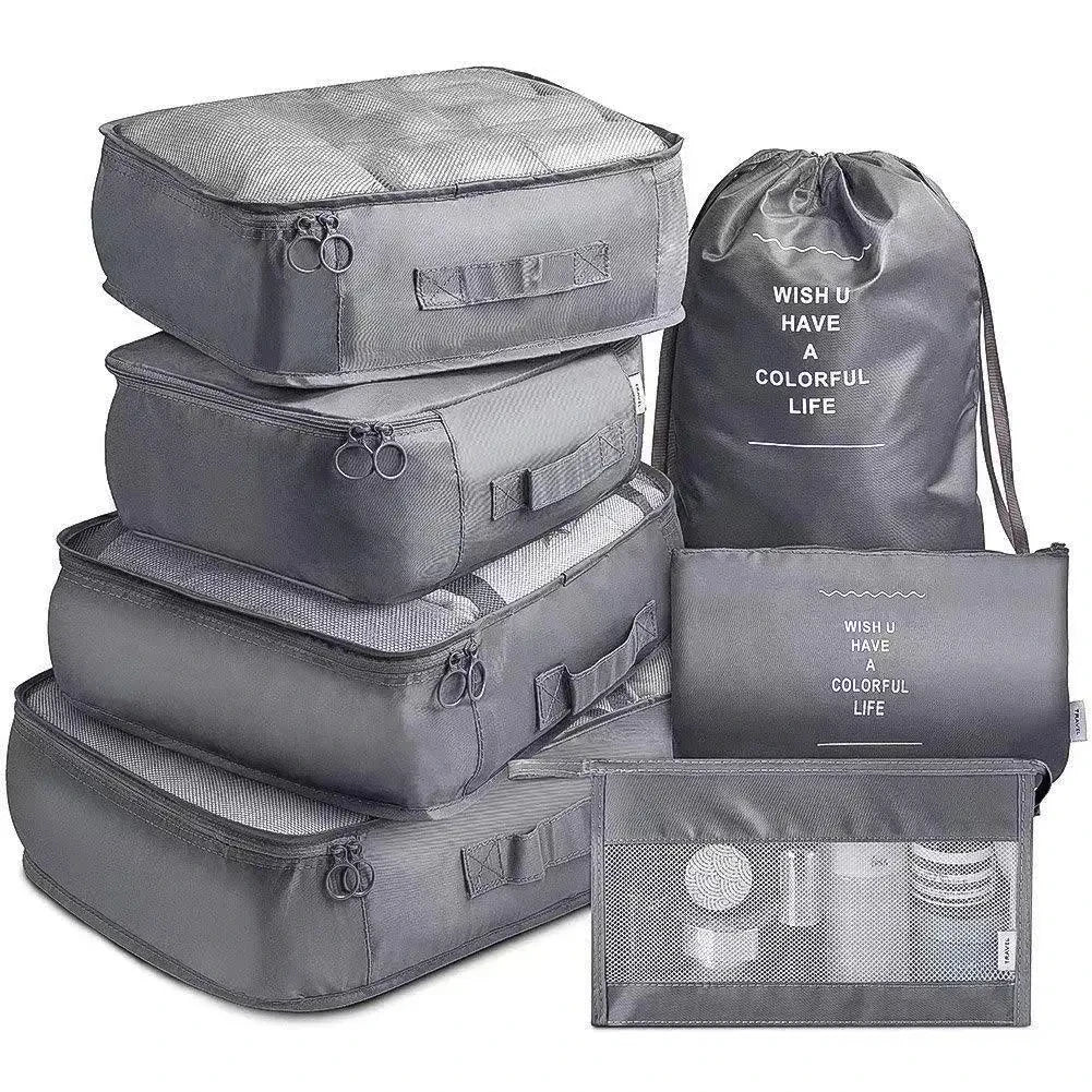 Organizador De Viaje Plegable De 7 Piezas, Bolsas De Almacenamiento, Armario, Cubo, Maleta, Juego De Embalaje, Almacenamiento De Equipaje, Ropa, Caja De Zapatos
