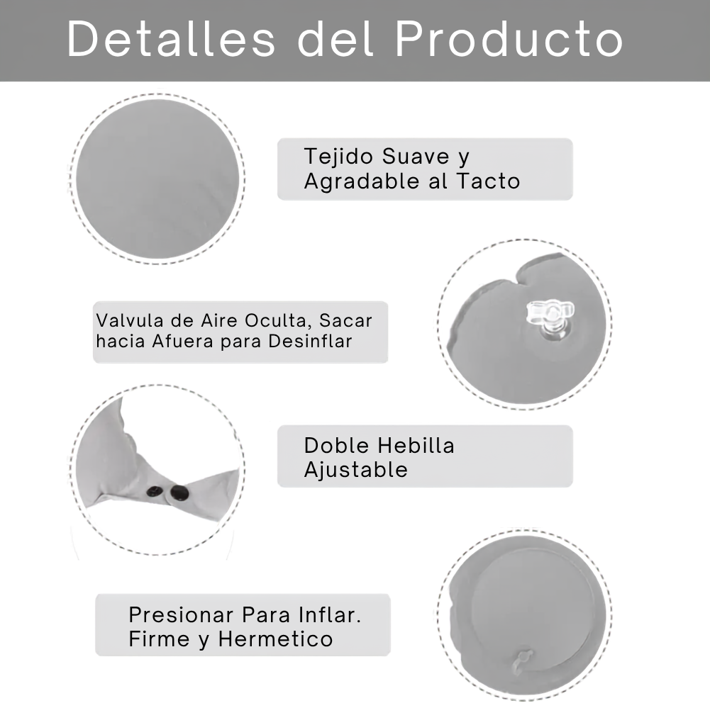 Almohada de Viaje Inflable para Cuello y Cervical