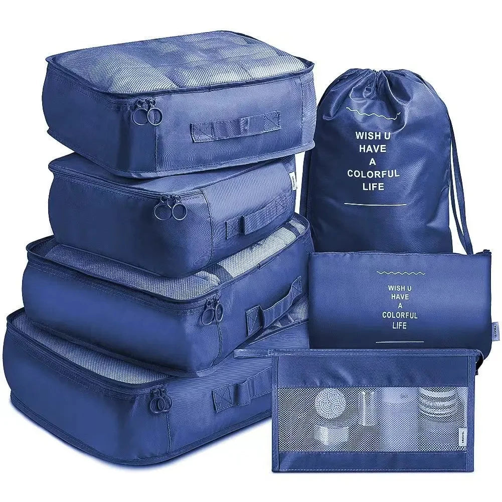 Organizador De Viaje Plegable De 7 Piezas, Bolsas De Almacenamiento, Armario, Cubo, Maleta, Juego De Embalaje, Almacenamiento De Equipaje, Ropa, Caja De Zapatos