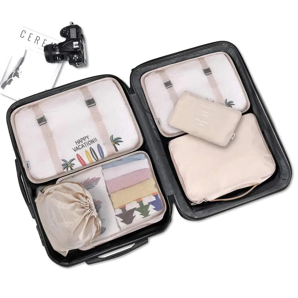 Organizador De Viaje Plegable De 7 Piezas, Bolsas De Almacenamiento, Armario, Cubo, Maleta, Juego De Embalaje, Almacenamiento De Equipaje, Ropa, Caja De Zapatos