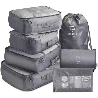 Organizador De Viaje Plegable De 7 Piezas, Bolsas De Almacenamiento, Armario, Cubo, Maleta, Juego De Embalaje, Almacenamiento De Equipaje, Ropa, Caja De Zapatos