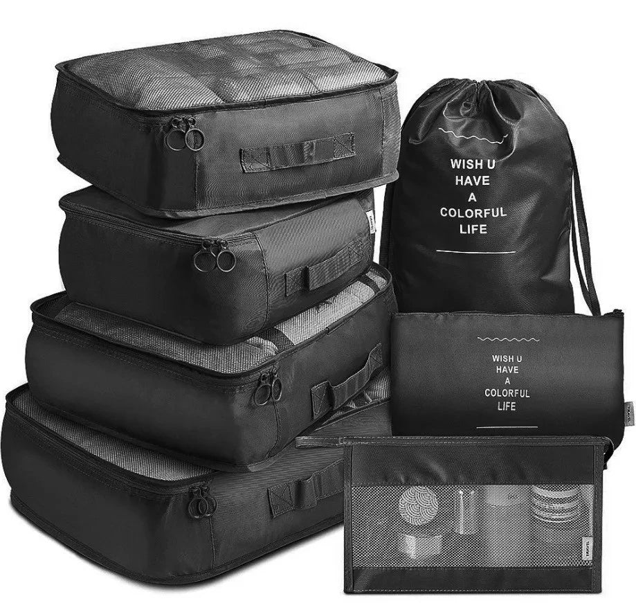 Organizador De Viaje Plegable De 7 Piezas, Bolsas De Almacenamiento, Armario, Cubo, Maleta, Juego De Embalaje, Almacenamiento De Equipaje, Ropa, Caja De Zapatos