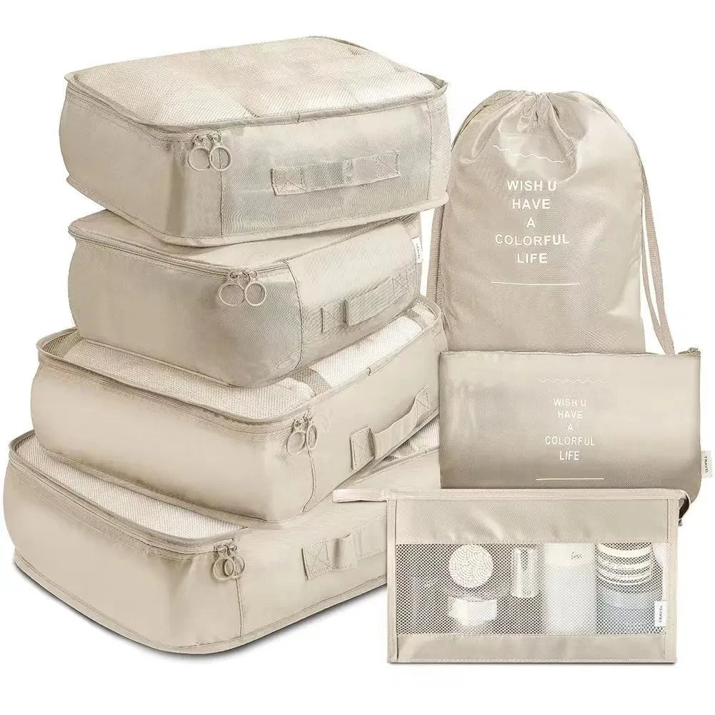Organizador De Viaje Plegable De 7 Piezas, Bolsas De Almacenamiento, Armario, Cubo, Maleta, Juego De Embalaje, Almacenamiento De Equipaje, Ropa, Caja De Zapatos