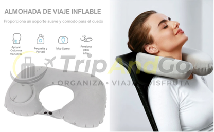 Almohada de Viaje Inflable para Cuello y Cervical++