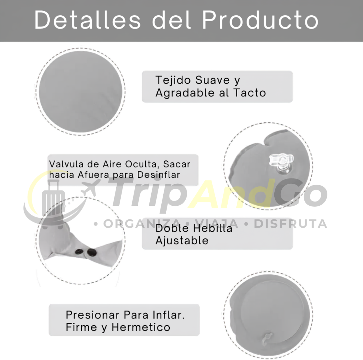 Almohada de Viaje Inflable para Cuello y Cervical++