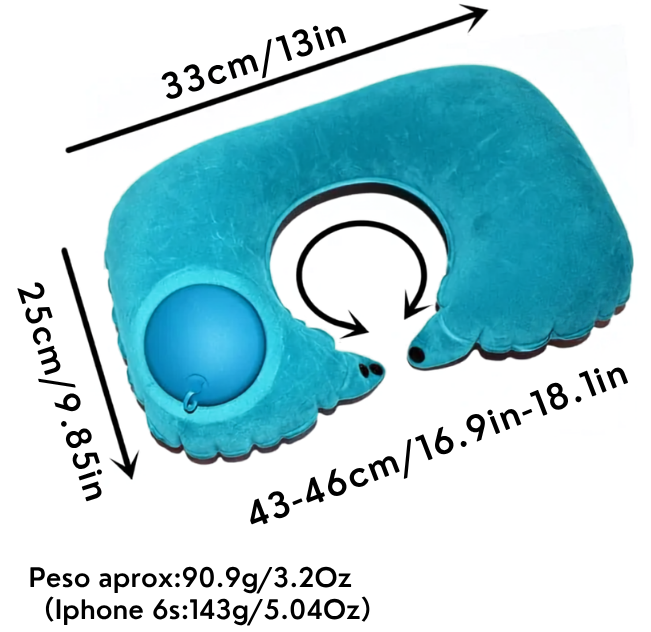 Almohada de Viaje Inflable para Cuello y Cervical